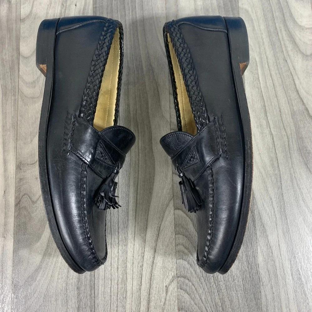 Allen Edmonds black braided tassel mens loafer dress slip on shoes 11 D Medium